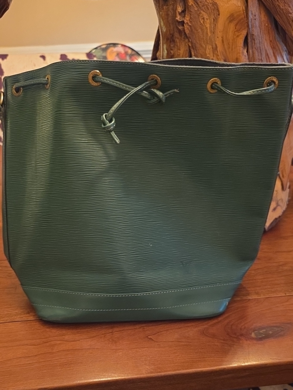Auth Louis Vuitton Petite Noe Shoulder Bag Green Epi Leather